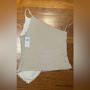 Abercrombie & Fitch Striped One-Shoulder Tank Top Black & White Size Medium NWT